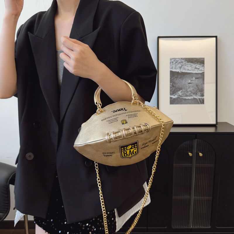 Bag Lettering Crossbody Strap Chain Rugby