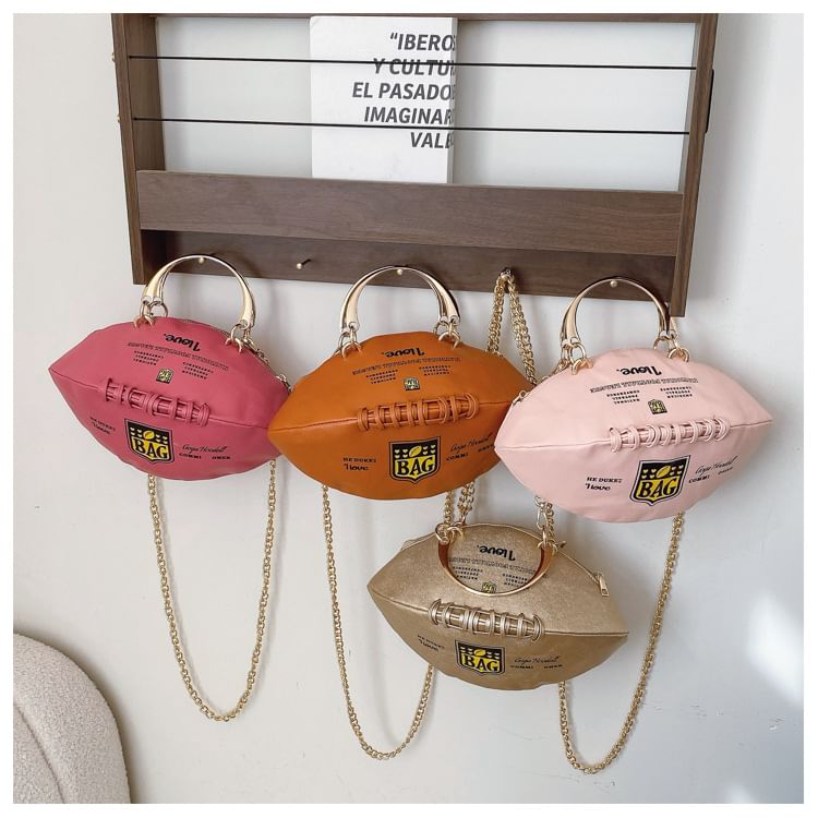 Bag Lettering Crossbody Strap Chain Rugby