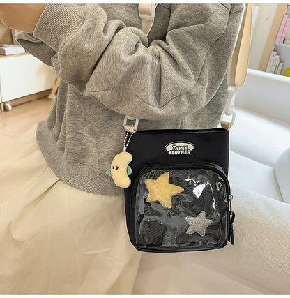 Multi-Pocket Bag Lettering Crossbody