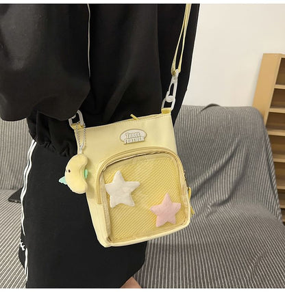 Multi-Pocket Bag Lettering Crossbody