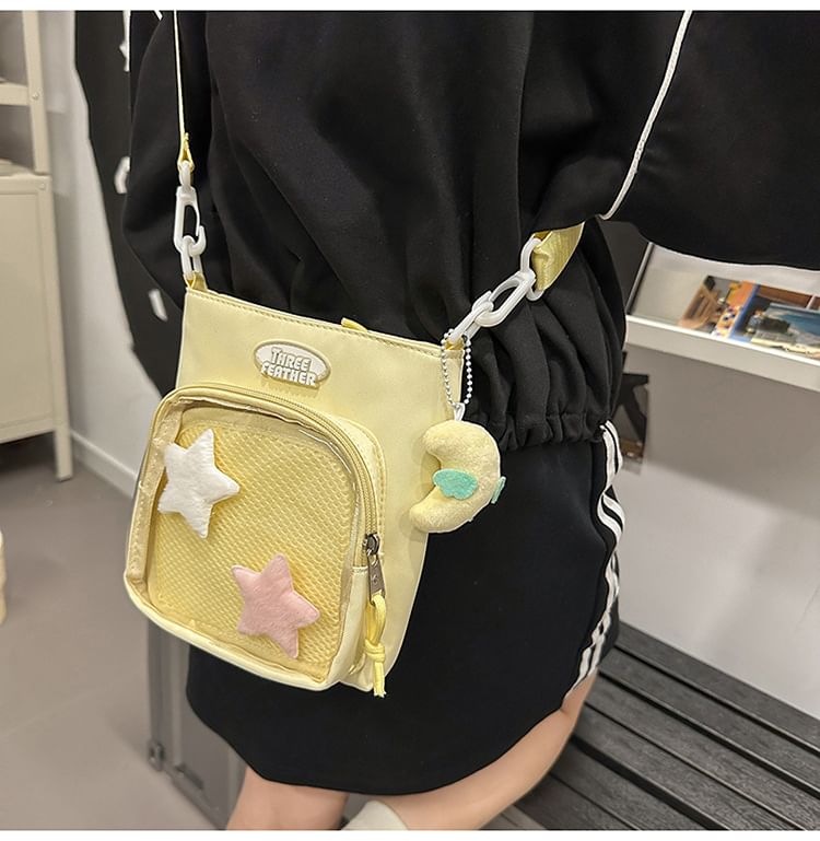 Multi-Pocket Bag Lettering Crossbody