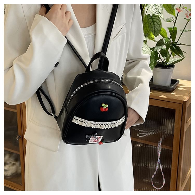 Faux Applique Lace Leather Backpack Trim