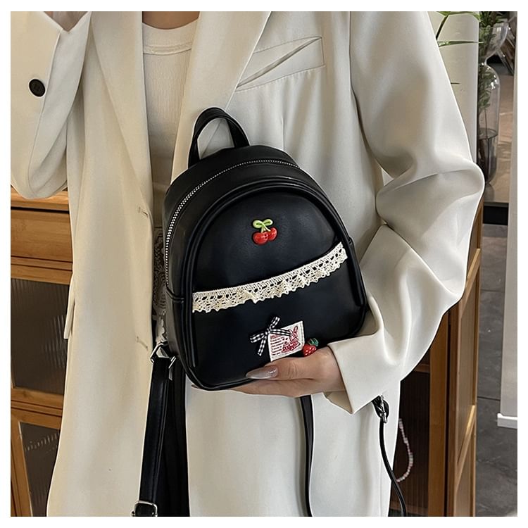 Faux Applique Lace Leather Backpack Trim