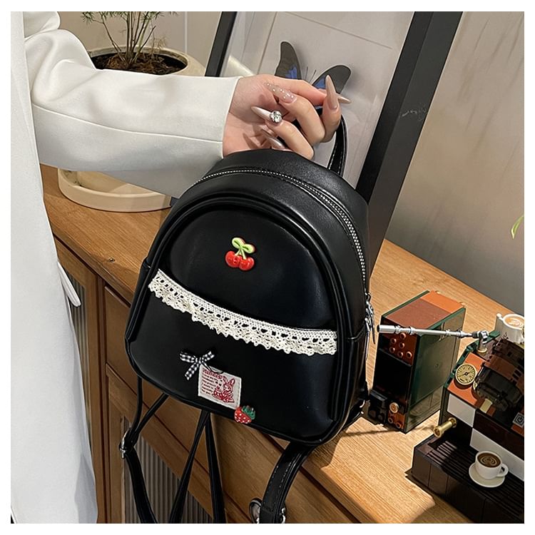 Faux Applique Lace Leather Backpack Trim