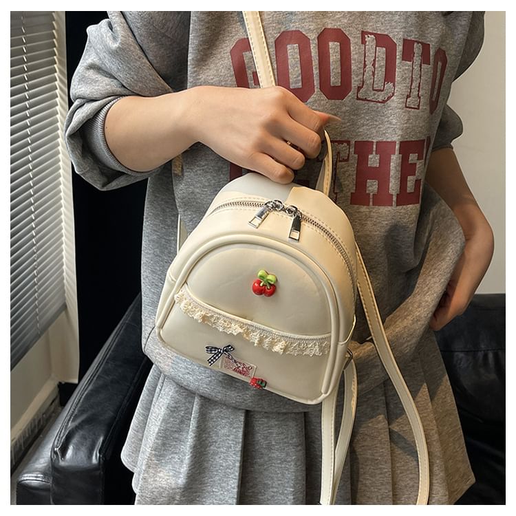 Faux Applique Lace Leather Backpack Trim