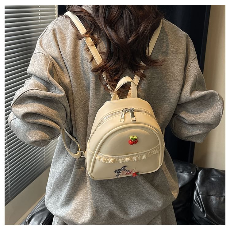 Faux Applique Lace Leather Backpack Trim