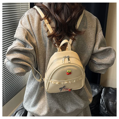 Faux Applique Lace Leather Backpack Trim