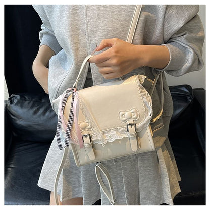 Flap Backpack Lace Trim Bow