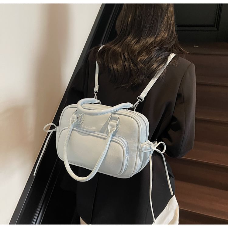 Faux Backpack Multi-Pocket Leather Multi-Way