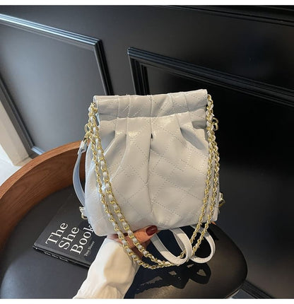 Faux Strap Quilted Chain Leather Shoulder Bag Multi-Way