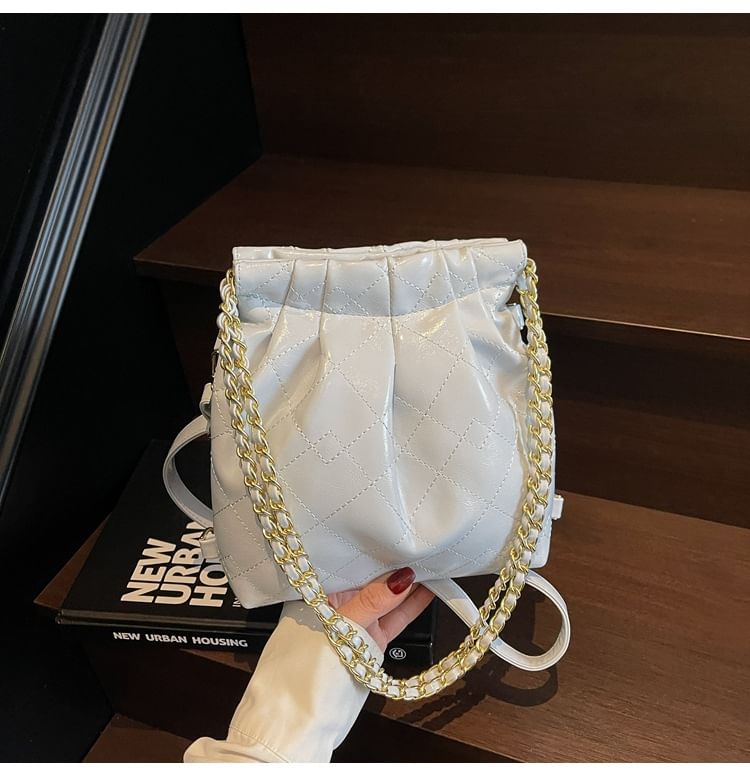 Faux Strap Quilted Chain Leather Shoulder Bag Multi-Way