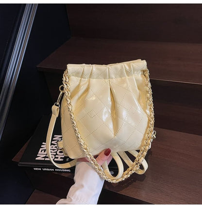 Faux Strap Quilted Chain Leather Shoulder Bag Multi-Way