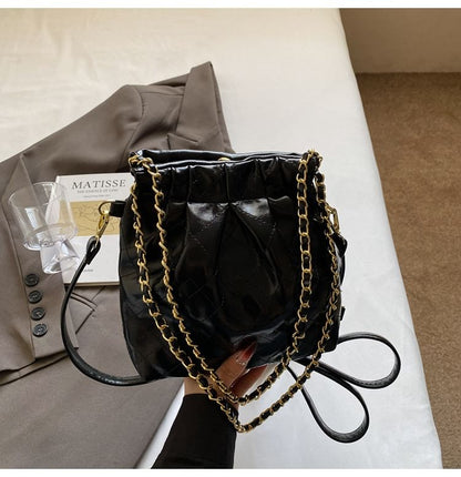 Faux Strap Quilted Chain Leather Shoulder Bag Multi-Way