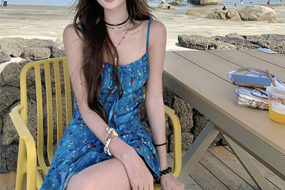 Top Tie-Up Asymmetrical Cami Print Floral