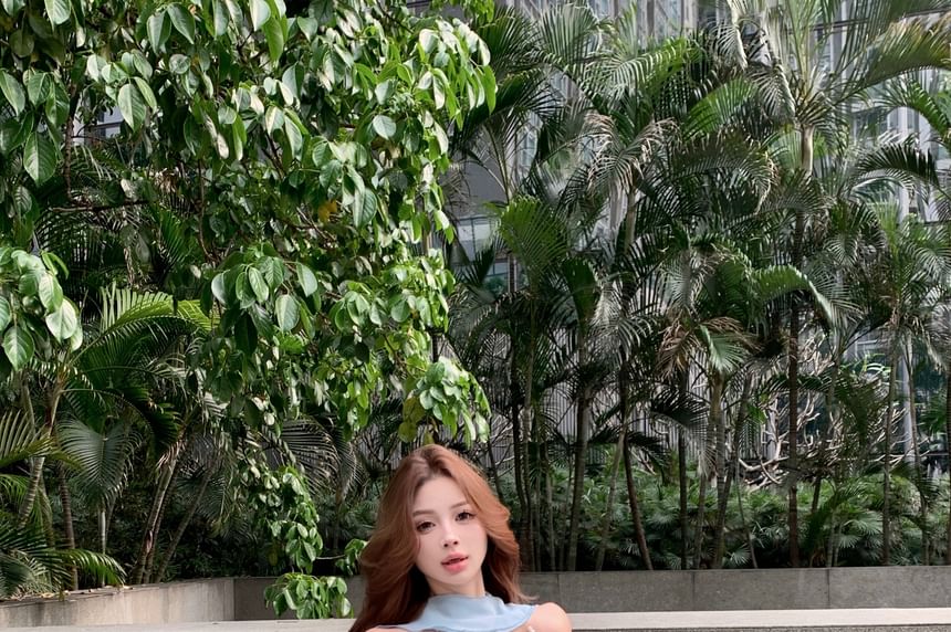 Camisole A-Line Mini Tiered Crop Skirt Ruffle / High Plain Top Waist