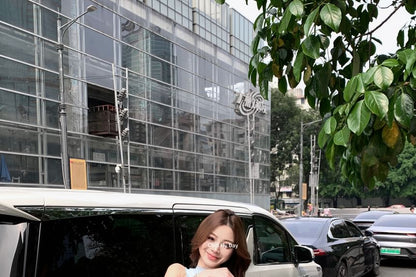 Camisole A-Line Mini Tiered Crop Skirt Ruffle / High Plain Top Waist