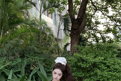 / Top Waist Sleeveless Drawstring Skirt Tie-Up Plain One Mini A-Line Shoulder