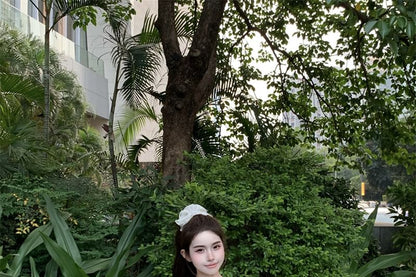 / Top Waist Sleeveless Drawstring Skirt Tie-Up Plain One Mini A-Line Shoulder