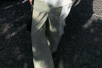 Ruffle Top Asymmetrical Halter Plain