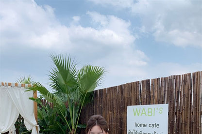 Drawstring Waist Skirt A-Line Bow / Top Balloon Tube Mini Plain Plaid