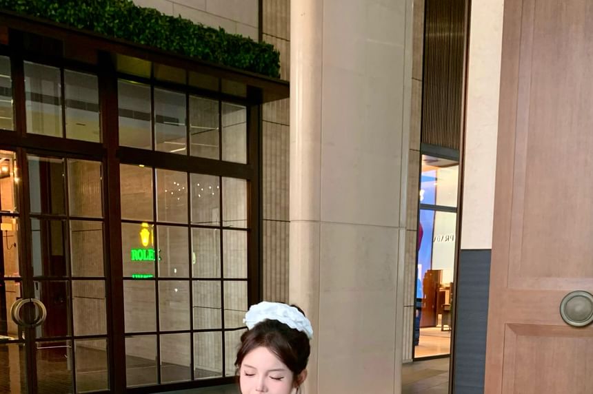 Mesh Top / Satin Plain Camisole Pointelle Shorts Button Tiered Lace Waist Panel High V-Neck Cardigan