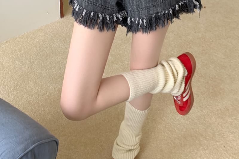 Shorts High Fringe Washed Denim Waist