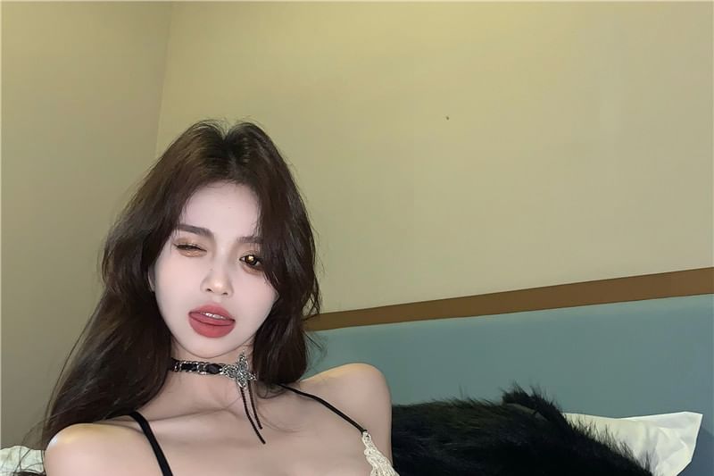 Camisole Bow Lace Mesh Top Panel