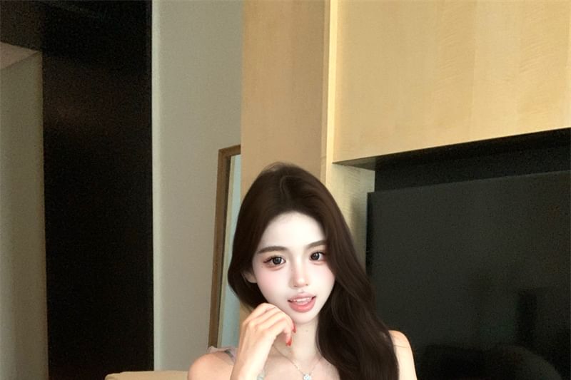 Dress Mini Sleeveless Print Floral V-Neck Ruffle A-Line