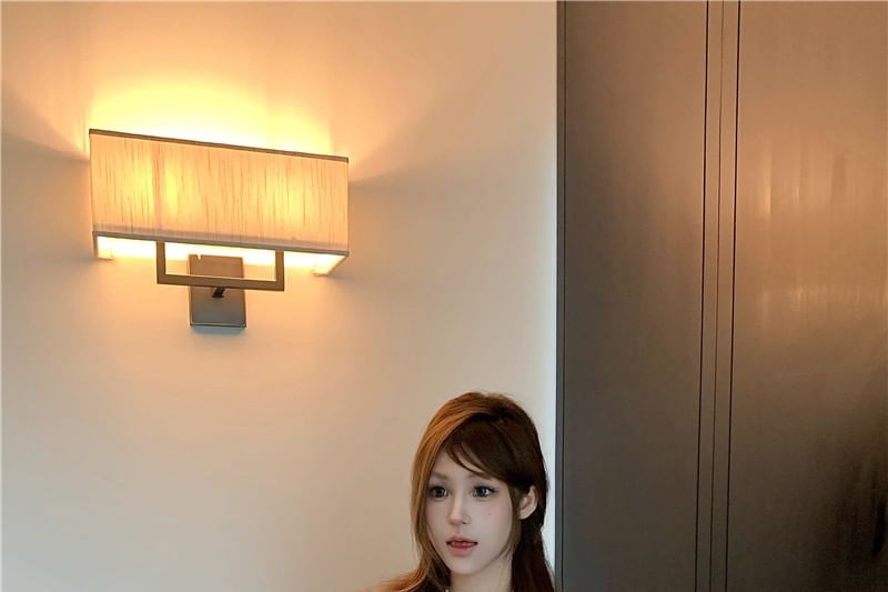 Sleeve Collar Plain Bow Cap / Waist Shorts High Blouse Stand Frill