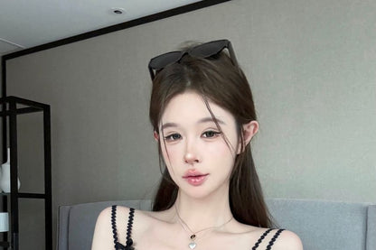 Lace Trim Cami Top Bow