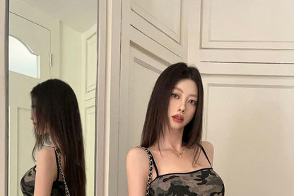 Sheath Spaghetti Dress Mini Camouflage Strap