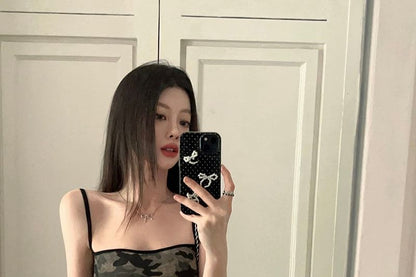 Sheath Spaghetti Dress Mini Camouflage Strap