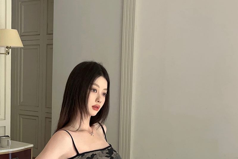 Sheath Spaghetti Dress Mini Camouflage Strap