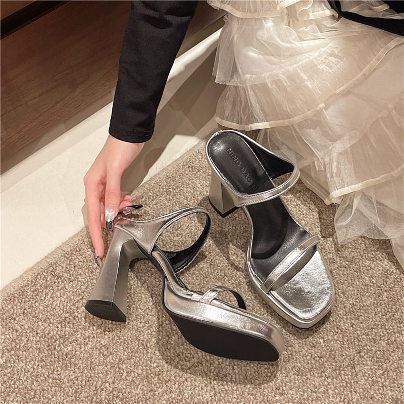 Slide Sandals Heel Chunky