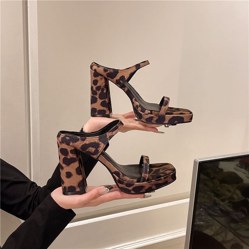 Slide Sandals Heel Chunky