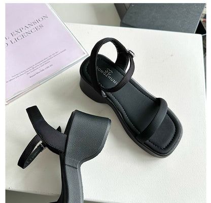 Plain Heel Chunky Sandals