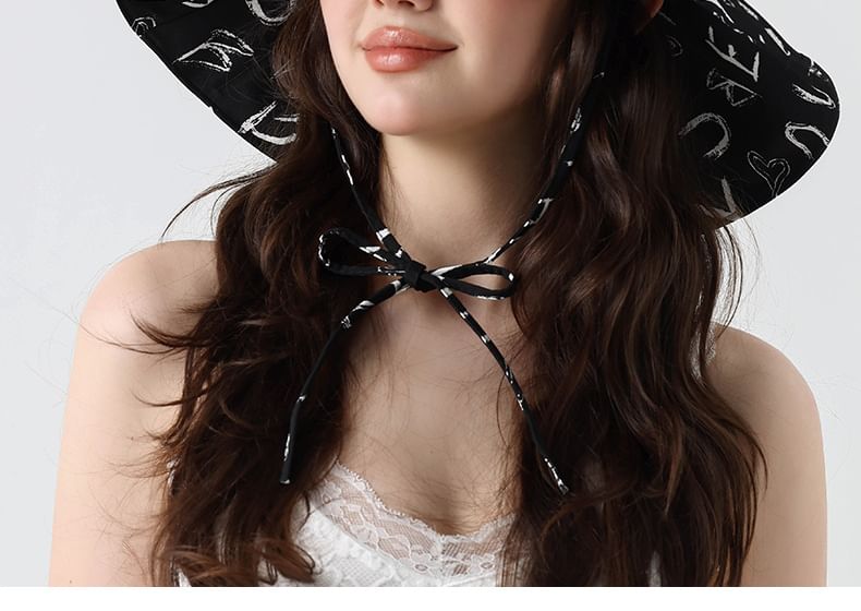 Lettering Print Hat Boonie