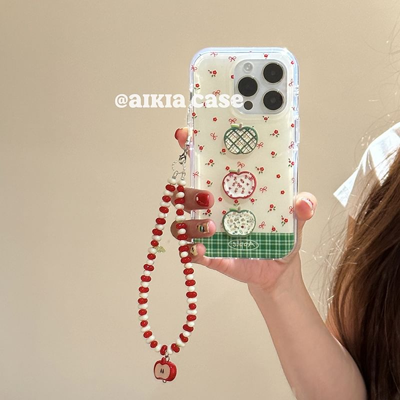 Apple Set Phone / Beaded Strap Case Floral Print