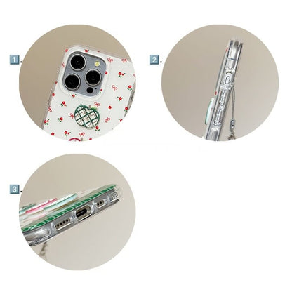 Apple Set Phone / Beaded Strap Case Floral Print