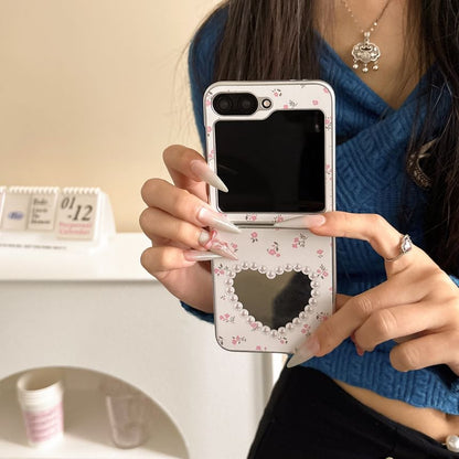 Heart Shape Mirror Floral Print Samsung Phone Case