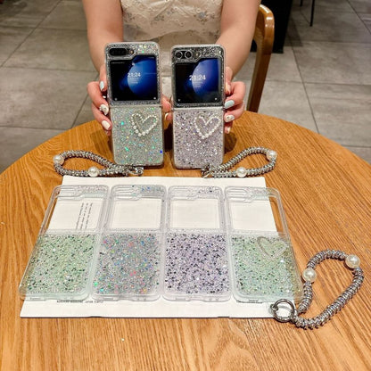 Faux Pearl Glitter Samsung Phone Case / Faux Pearl Phone Strap / Set