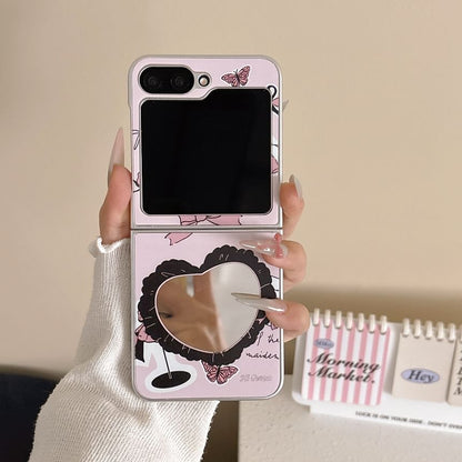 Heart Shape Mirror Bow Print Samsung Phone Case