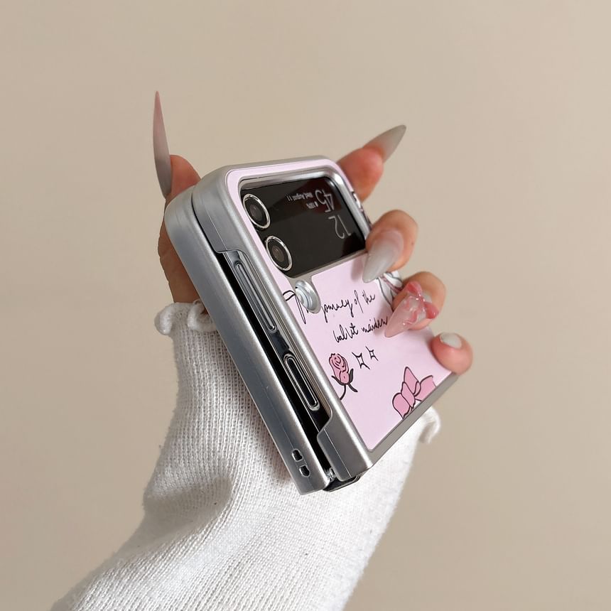 Heart Shape Mirror Bow Print Samsung Phone Case