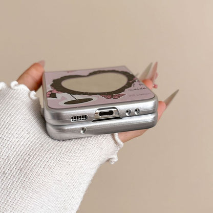 Heart Shape Mirror Bow Print Samsung Phone Case
