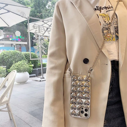 Lanyard / Case Heart Set Phone Metallic Strap