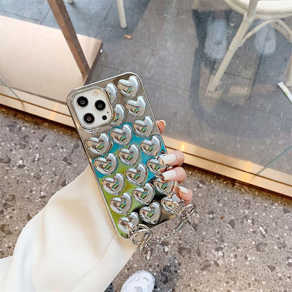 Heart Metallic Phone Case / Strap / Lanyard / Set
