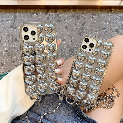 Lanyard / Case Heart Set Phone Metallic Strap