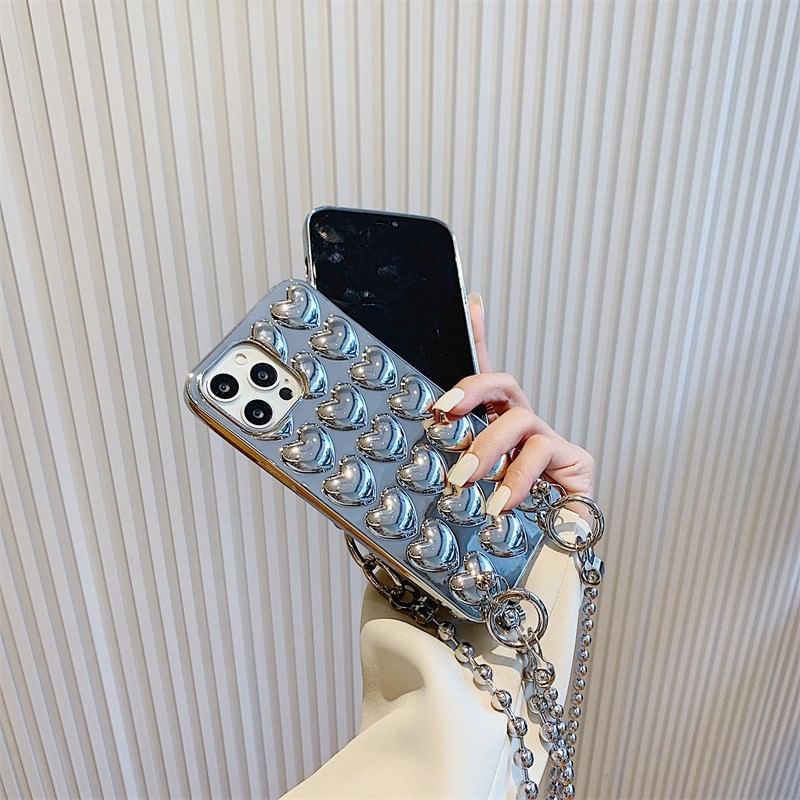 Heart Metallic Phone Case / Strap / Lanyard / Set