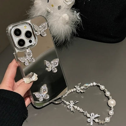 Case Decoration Phone Butterfly Mirrored / Strap Adhesive with Set