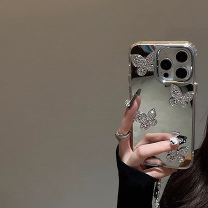 Case Decoration Phone Butterfly Mirrored / Strap Adhesive with Set